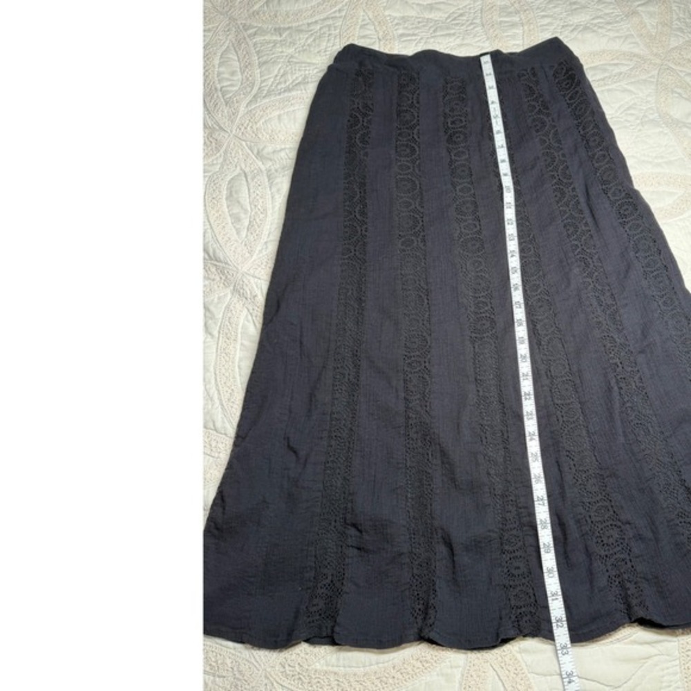 St. John's Bay Skirt Whimsigoth Black Crochet Lace‎ Cotton Gauze Festival Medium - Picture 2 of 7